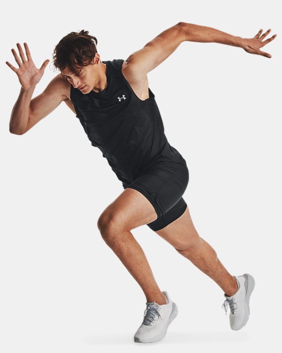 Men's UA CoolSwitch Run Singlet in Black image number 3